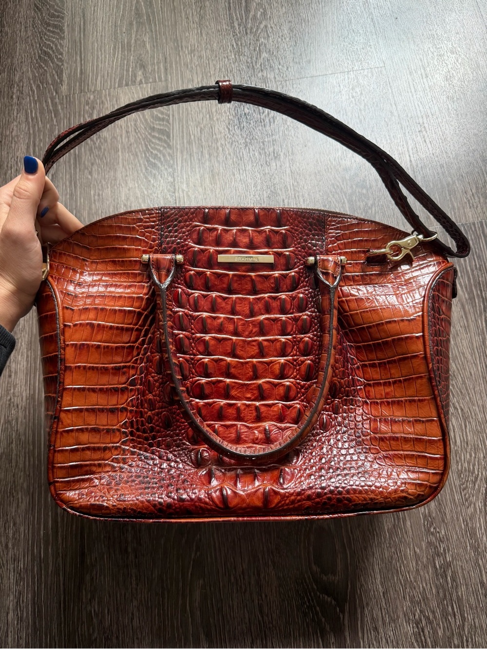 Brahmin Melbourne Collection Duxbury Leather Crocodile-Embossed Satchel Bag
